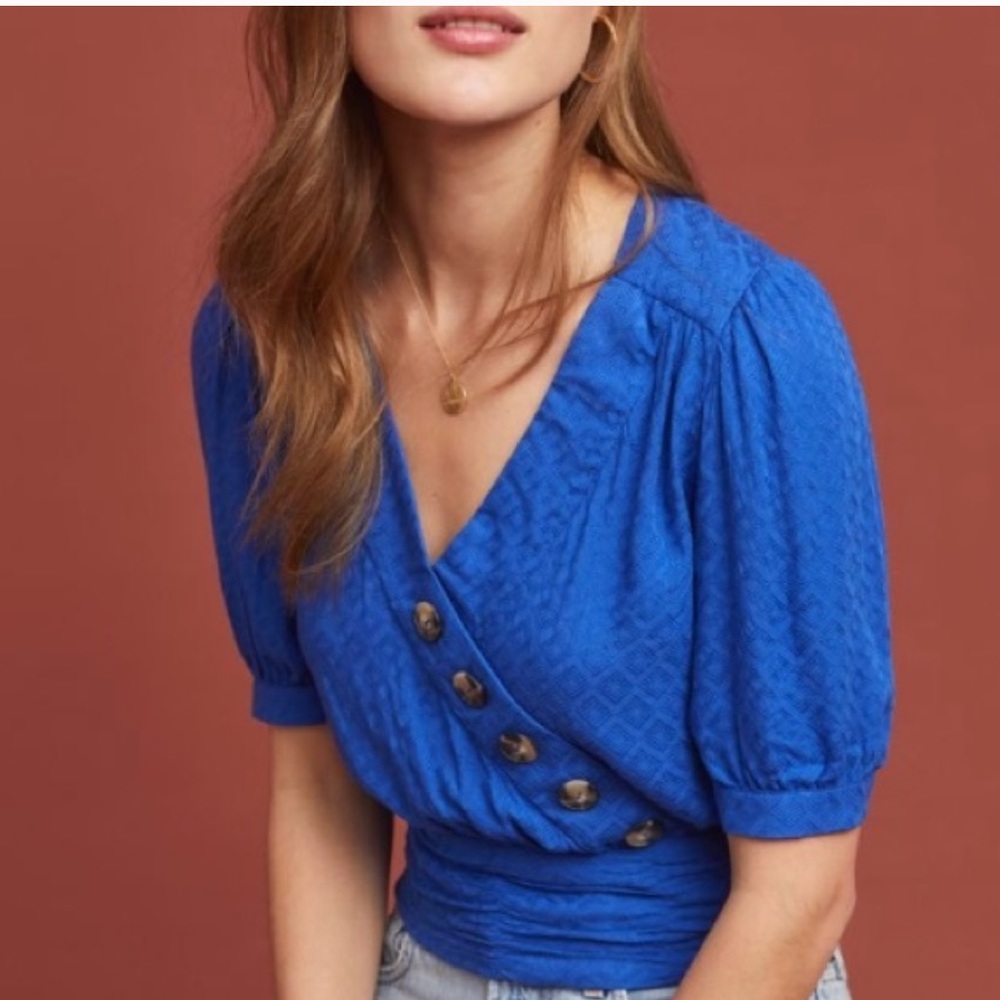 Anthropologie | Maeve Blue top Sz 4